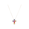 Bartorelli Italian Jewels | COLLANA IN ORO ROSA CON CROCE PENDENTE IN PAV&Eacute; DI ZAFFIRI MULTICOLOR E DIAMANTI - KP1042/MS (1)