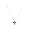 Bartorelli Italian Jewels | COLLANA IN ORO ROSA CON CROCE PENDENTE IN PAV&Eacute; DI ZAFFIRI MULTICOLOR E DIAMANTI - P00587RB11 (1)