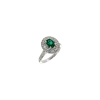 Bartorelli Italian Jewels | ANELLO ROSETTA IN ORO BIANCO CON SMERALDO CENTRALE E PAV&Eacute; DI DIAMANTI - 035-VR26517 (1)