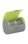 Scatola Del Tempo | POCHETTE 2 ASTUCCIO PER OROLOGI IN PELLE GRIGIO PERLA/VERDE ANICE (1)