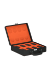Scatola Del Tempo | VALIGETTA 8 CUSTODIA PER OROLOGI IN PELLE GRIGIO ARDESIA/ARANCIONE (1)