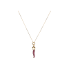 Bartorelli Italian Jewels | COLLANA IN ORO ROSA CON PENDENTE CORNETTO IN PAV&Eacute; DI RUBINI - VN27393RUP (1)
