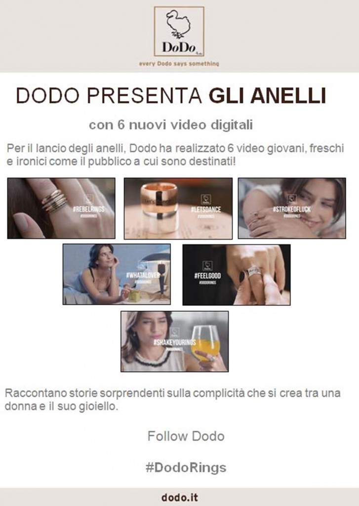 DODO PRESENTA GLI ANELLI CON I NUOVI VIDEO DIGITALI