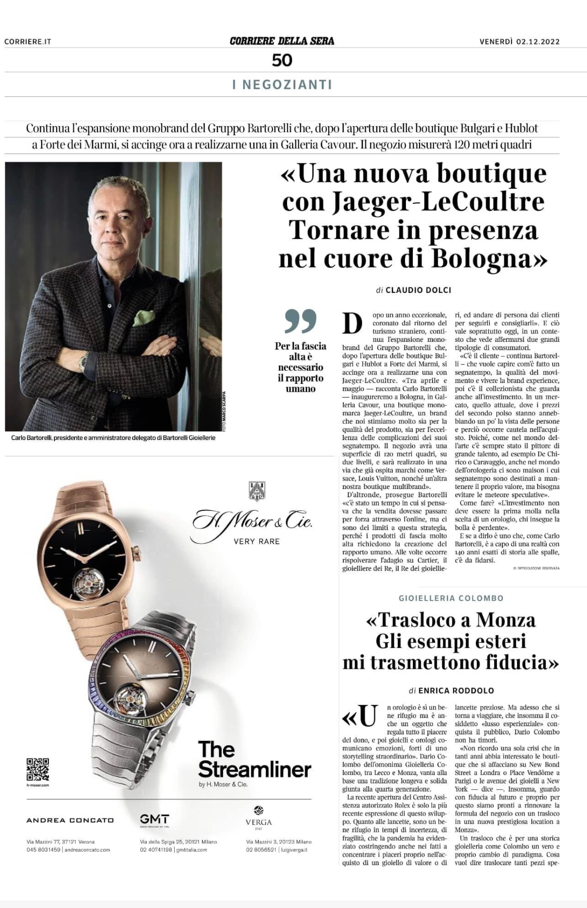 CORRIERE DELLA SERA - DORSO WATCHES