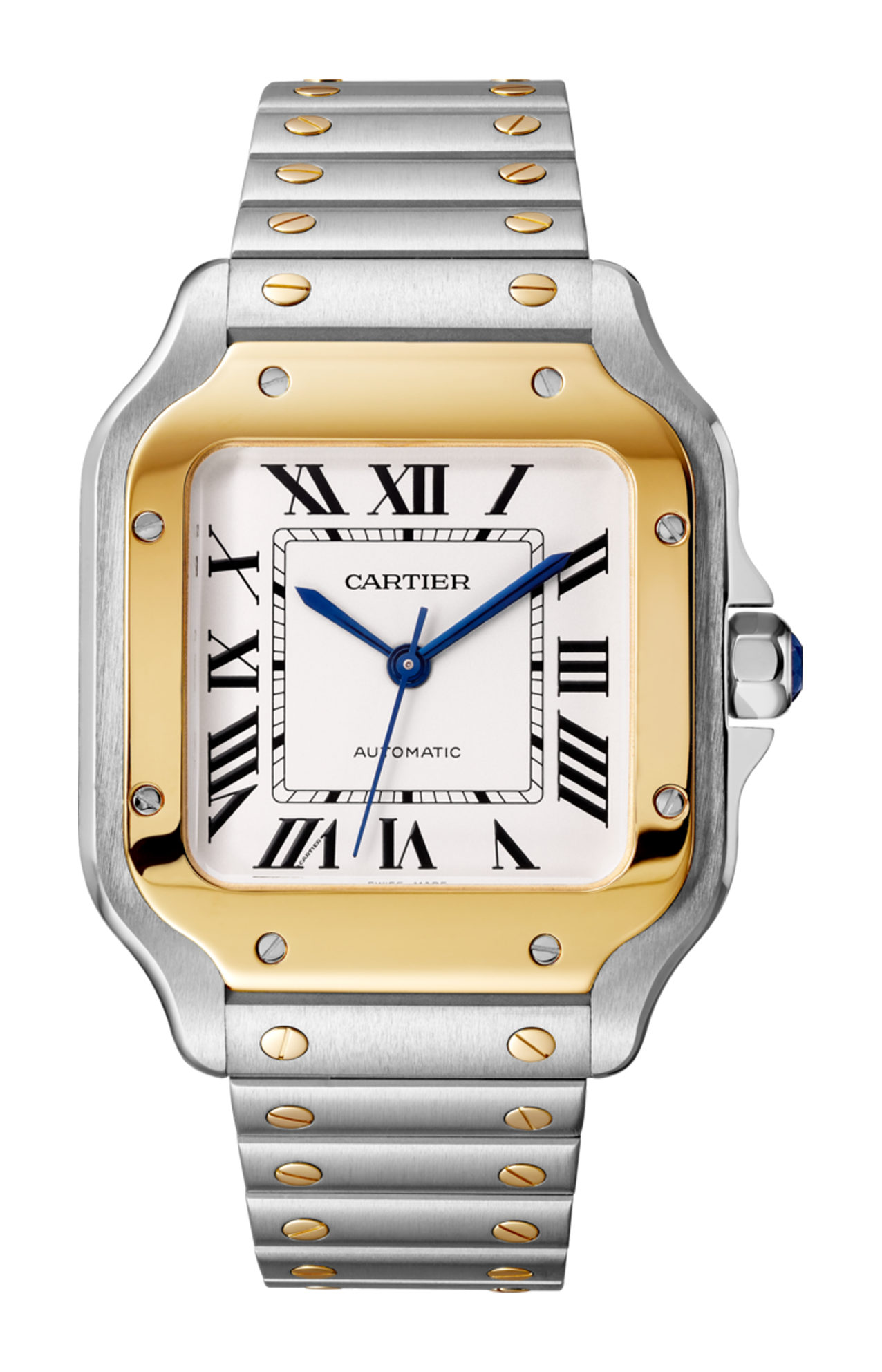 SANTOS DE CARTIER MODELLO MEDIO, AUTOMATICO, ORO GIALLO E ACCIAIO, 2  BRACCIALI INTERCAMBIABILI - W2SA0007