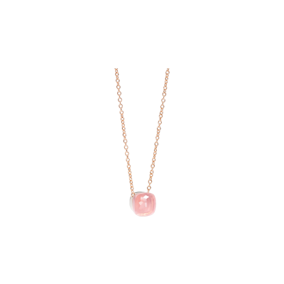 POMELLATO PENDENTE CON CATENA NUDO IN ORO ROSA E BIANCO CON CALCEDONIO E QUARZO ROSA PCB6012O600000CQR PCB6012O600000CQR