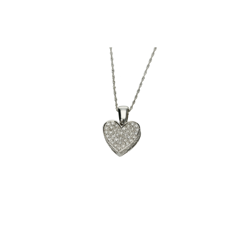 COLLANA IN ORO BIANCO CON PENDENTE CUORE IN PAVÈ DI DIAMANTI - 002695