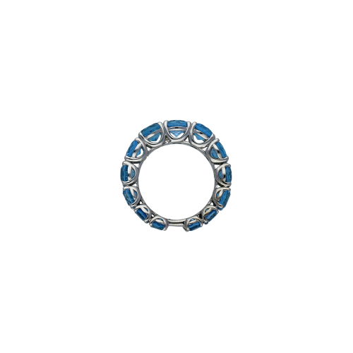 Anello in oro bianco 9 carati e Topazi Azzurri taglio brillante - 012860-