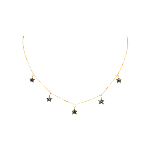 COLLANA GIROCOLLO IN ORO ROSA CON STELLE IN DIAMANTI NERI