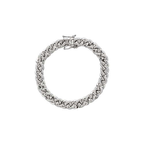 BRACCIALE IN ORO BIANCO GROUMETTE CON DIAMANTI - BRERI4028BWXX