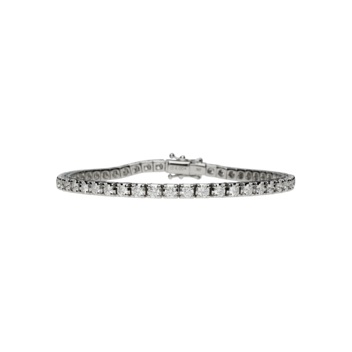 Bracciale tennis in oro bianco 18 carati e diamanti bianchi taglio brillante - 13147110