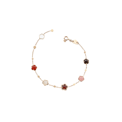 BRACCIALE FIGLIA DEI FIORI IN ORO ROSA CON PIETRE FANTASIA, DIAMANTI BIANCHI E CHAMPAGNE - 16121R - 16121R