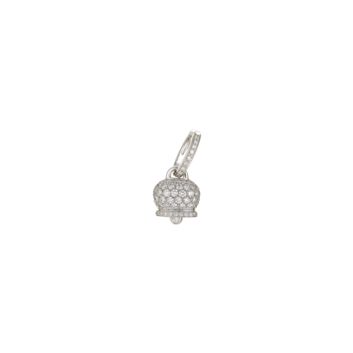 Orecchino singolo Campanella in oro bianco e diamanti bianchi - 17461