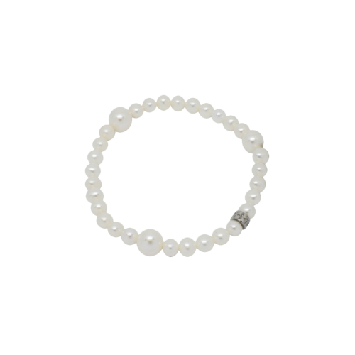 BRACCIALE ELASTICA PERLE E ARGENTO
