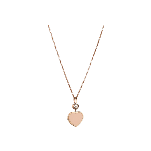 CHOPARD - HAPPY HEARTS - COLLANA CUORE IN ORO ROSA CON DIAMANTE E PIETRA ROSA - 797482-5601