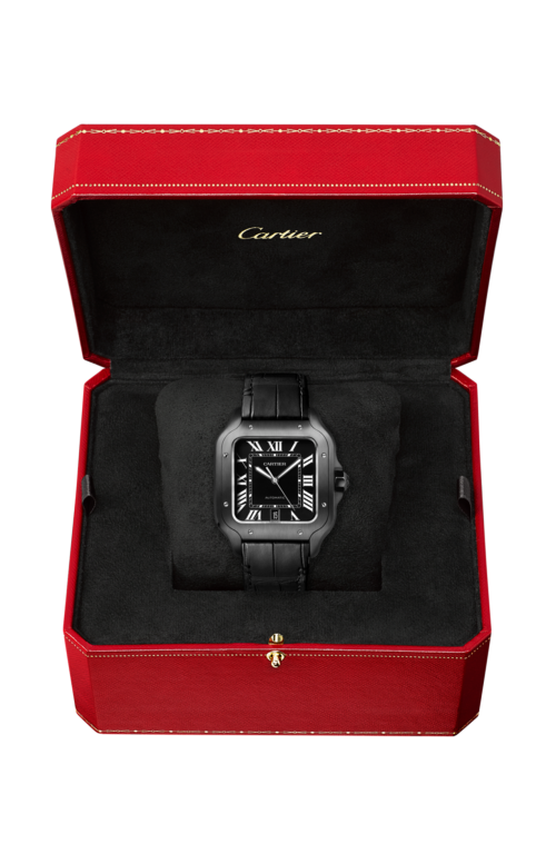 SANTOS DE CARTIER MODELLO GRANDE, AUTOMATICO, ACCIAIO ADLC, CINTURINI INTERCAMBIABILI IN PELLE E CAUCCIÙ - WSSA0039