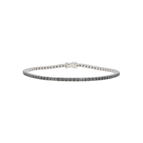 BRACCIALE TENNIS IN ORO BIANCO E DIAMANTI NERI - 77720719