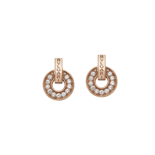 ORECCHINI BVLGARI BVLGARI IN ORO ROSA CON PAVÉ DI DIAMANTI - OR858823 - OR858823