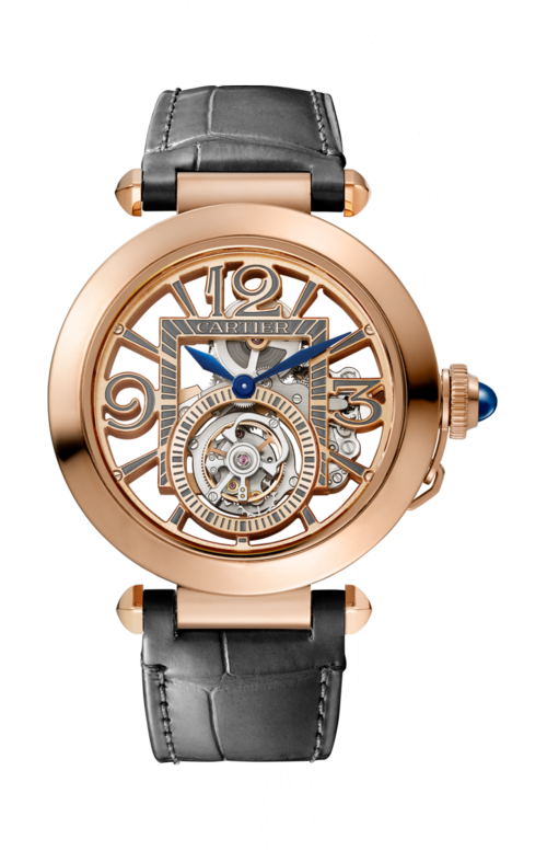 PASHA DE CARTIER 41 MM, MANUALE, ORO ROSA, QUADRANTE SCHELETRATO, TOURBILLON, 2 CINTURINI INTERCAMBIABILI - WHPA0006