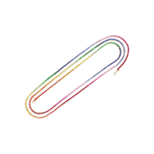 COLLANA TENNIS LUNGA IN ORO ROSA E ZAFFIRI MULTICOLOR - 17189390