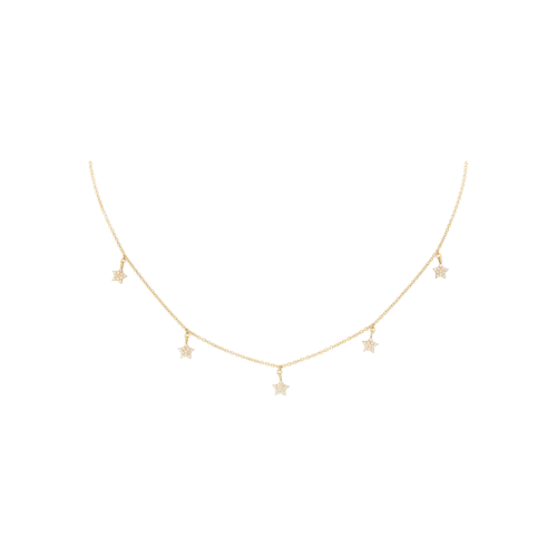 COLLANA GIROCOLLO IN ORO ROSA CON STELLE PENDENTI IN PAVÉ DI DIAMANTI