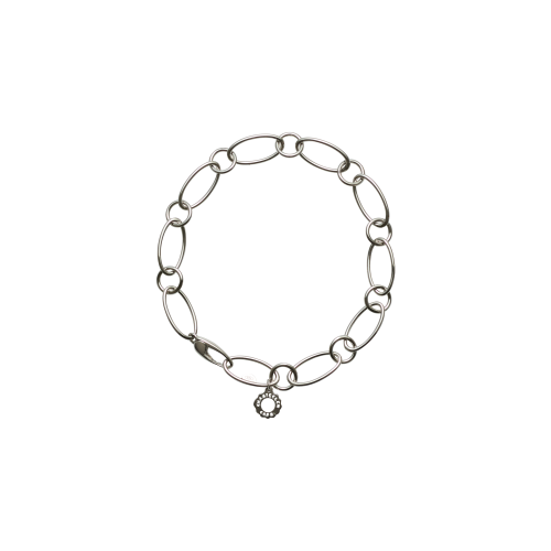 BRACCIALE IN ARGENTO A MAGLIA OVALE CON PENDENTE LOGO - 35594