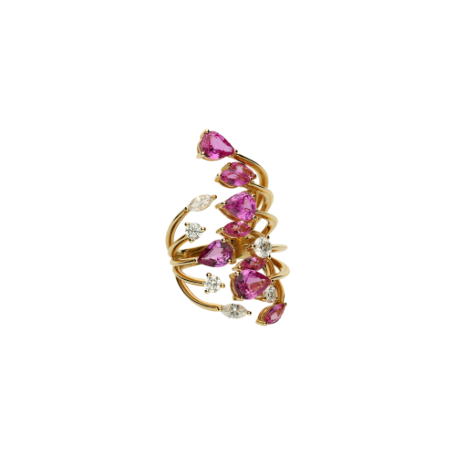 ANELLO RAMI IN ORO ROSA CON DIAMANTI E ZAFFIRI ROSA - 3R00087DSPP1