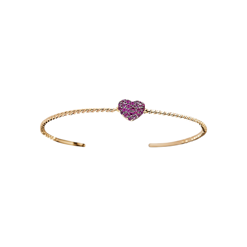 Bracciale in oro rosa 18 carati e rubini naturali taglio brillante