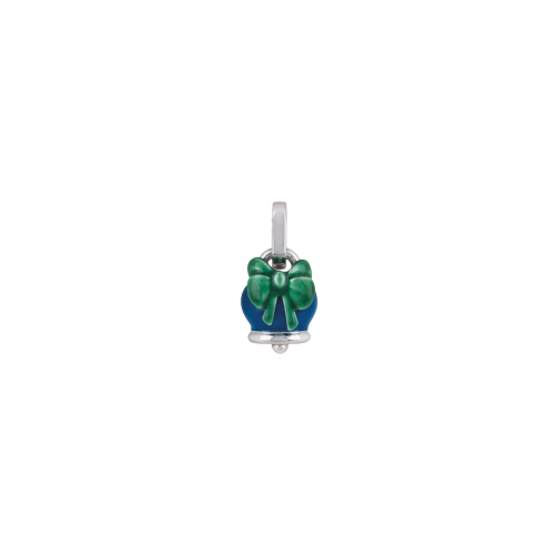 CIONDOLO CAMPANELLA MICRO CON FIOCCO IN ARGENTO, SMALTO BLUE E VERDE - 41105 - 41105