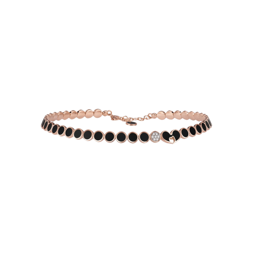 CHOCKER PAILETTES IN ORO ROSA CON DIAMANTI BIANCHI E SMALTO NERO - 41129 - 41129