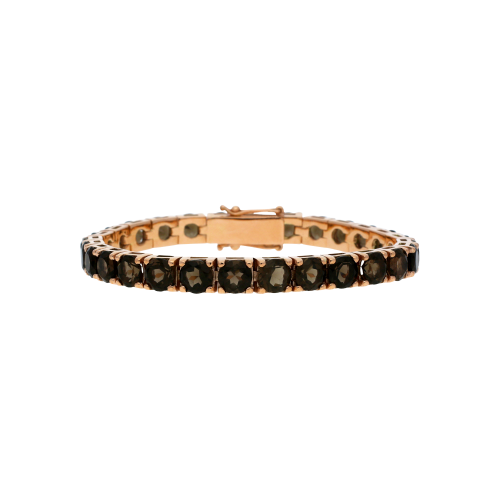 Bracciale tennis in oro rosa 9 carati e quarzo fumÈ taglio brillante - 412335