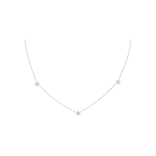 COLLANA GIROCOLLO IN ORO BIANCO CON STELLINE E DIAMANTI - 49654955