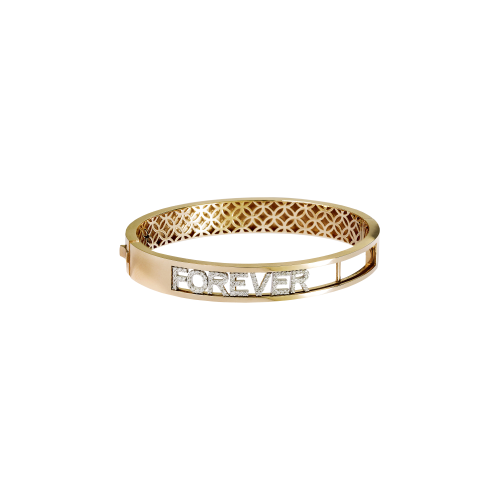 BRACCIALE RIGIDO IN ORO GIALLO E ORO BIANCO CON DIAMANTI "FOREVER"