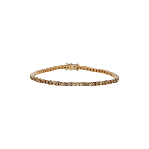 Bracciale tennis in oro rosa 18 carati e diamanti brown taglio brillante - 50141329