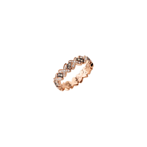 ANELLO FREEVOLA IN ORO ROSA CON DIAMANTI BIANCHI E DIAMANTI BROWN
