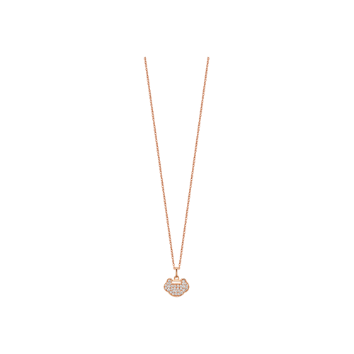 COLLANA PETITE YU YI IN RO ROSA E PAVÉ DI DIAMANTI - YY-NL0009C-RGD - YYNPT9CRGDI