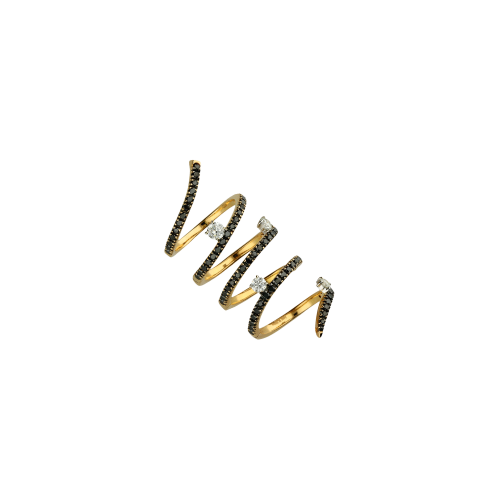 Magic Snake - Anello in oro rosa 18 carati con diamanti neri e diamanti bianchi taglio brillante - 5475APK*BN-