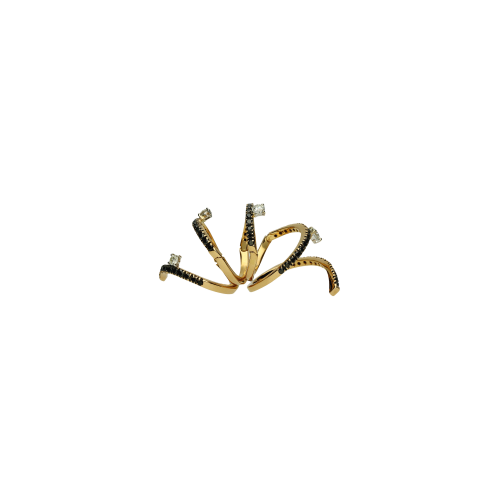 Magic Snake - Anello in oro rosa 18 carati con diamanti neri e diamanti bianchi taglio brillante