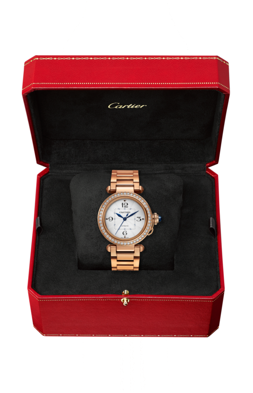 PASHA DE CARTIER 35 MM, AUTOMATICO, ORO ROSA, DIAMANTI, 2 CINTURINI INTERCAMBIABILI - WJPA0013