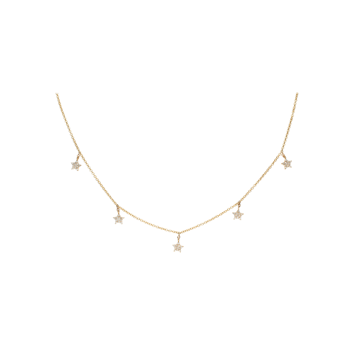 COLLANA GIROCOLLO IN ORO ROSA CON STELLE PENDENTI IN PAVÉ DI DIAMANTI