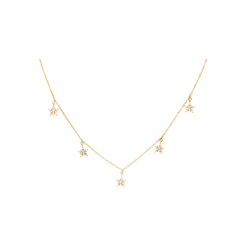 COLLANA GIROCOLLO IN ORO ROSA CON STELLE PENDENTI IN PAVÉ DI DIAMANTI