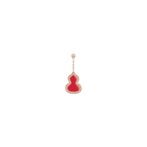 ORECCHINO PICCOLO WULU IN ORO ROSA CON DIAMANTI E AGATA ROSSA - WU-030-SER-RGDRA