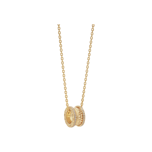 COLLANA B.ZERO1 ROCK IN ORO GIALLO 18 KT CON PAVÉ DI DIAMANTI LUNGO I LATI E SPIRALE CON BORCHIE - CL859027