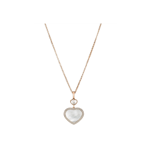 CHOPARD - HAPPY HEARTS - COLLANA IN ORO ROSA CON CIONDOLO CUORE IN ORO ROSA, DIAMANTI E MADREPERLA - 79A074-5301