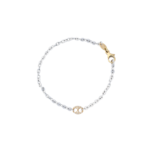 BRACCIALE IN ORO BIANCO CON NODO MARINARO IN ORO ROSA E DIAMANTI