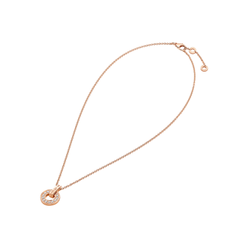 COLLANA BVLGARI BVLGARI OPENWORK IN ORO ROSA CON DIAMANTI PAVÉ PIENI SUL PENDENTE - CL858774 - CL858774