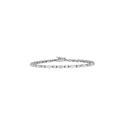 BRACCIALE TENNIS IN ORO BIANCO E DIAMANTI TG MARQUISE 4,36 CT - 3343