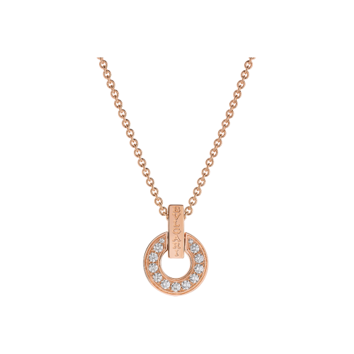 COLLANA BVLGARI BVLGARI OPENWORK IN ORO ROSA CON DIAMANTI PAVÉ PIENI SUL PENDENTE - CL858774