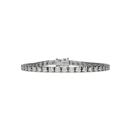 Bracciale tennis in oro bianco 18 acrati con diamanti bianchi taglio brillante - 93430256