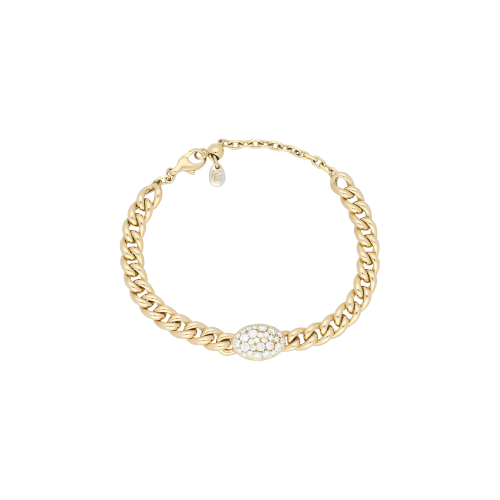 BRACCIALE IN MAGLIA MORBIDA ORO ROSA CON PAVÉ DI DIAMANTI